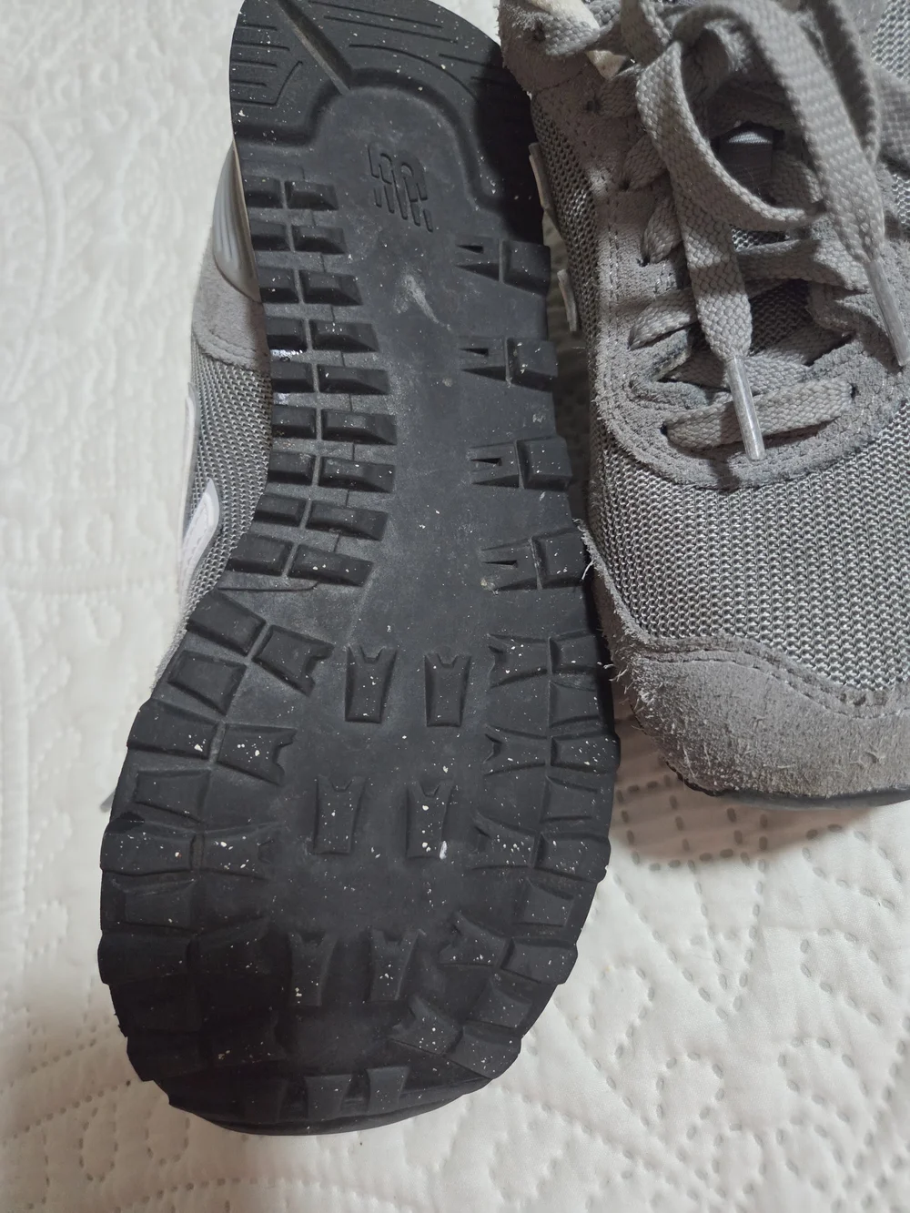 New Balance Gray Mesh & Suede Sneakers